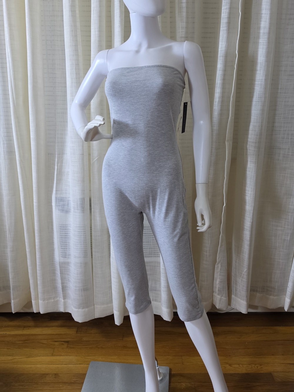 Lovers + Friends Grey Strapless Cropped Jumpsuit